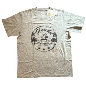 Uniqlo x Disney Mickey Travels Florida T-Shirt Men’s Size L Gray Graphic Tee NWT
